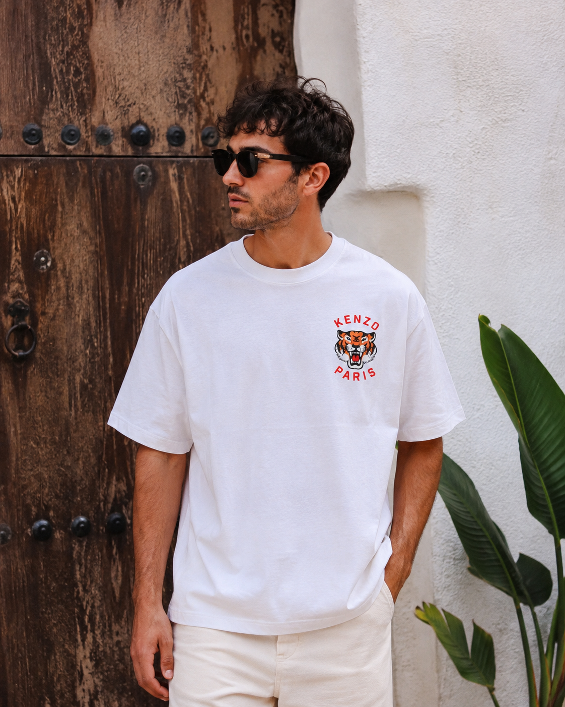 T-shirt - Blanc tigre K rouge