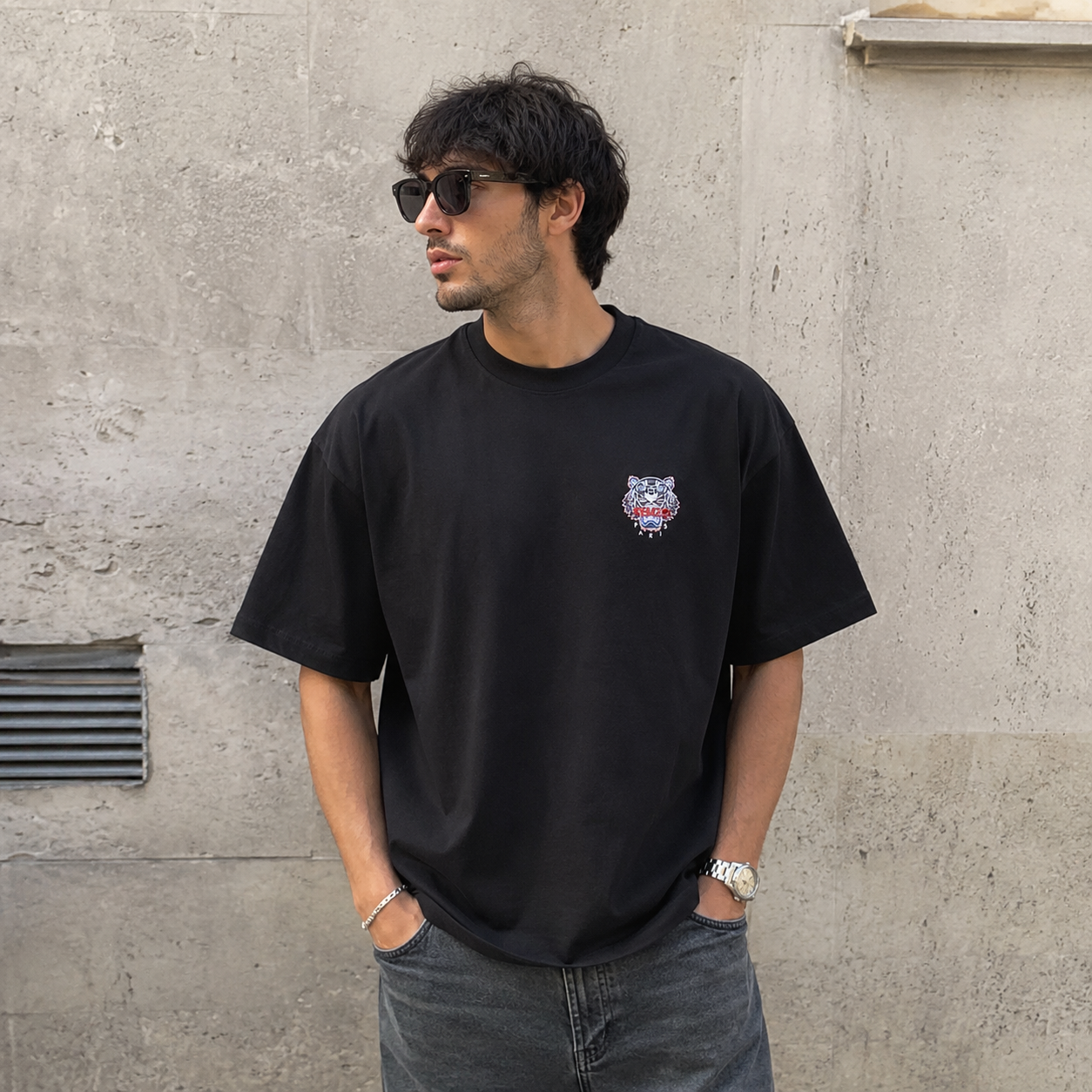 T-Shirt - Noir tête tigre